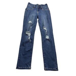 Wallflower Womens The Sassy High Rise Distressed Skinny Jeans Size 1